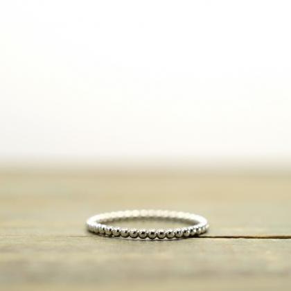 1.5mm Beaded Sterling Silver Stackable Ring