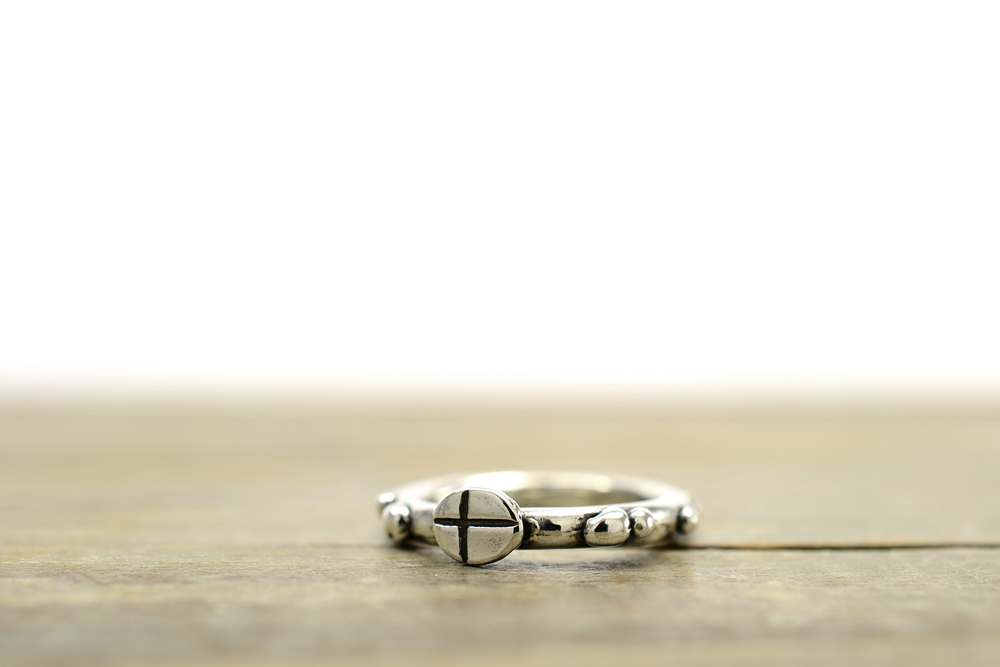 Sterling Silver Rosary Cross Handmade Ring