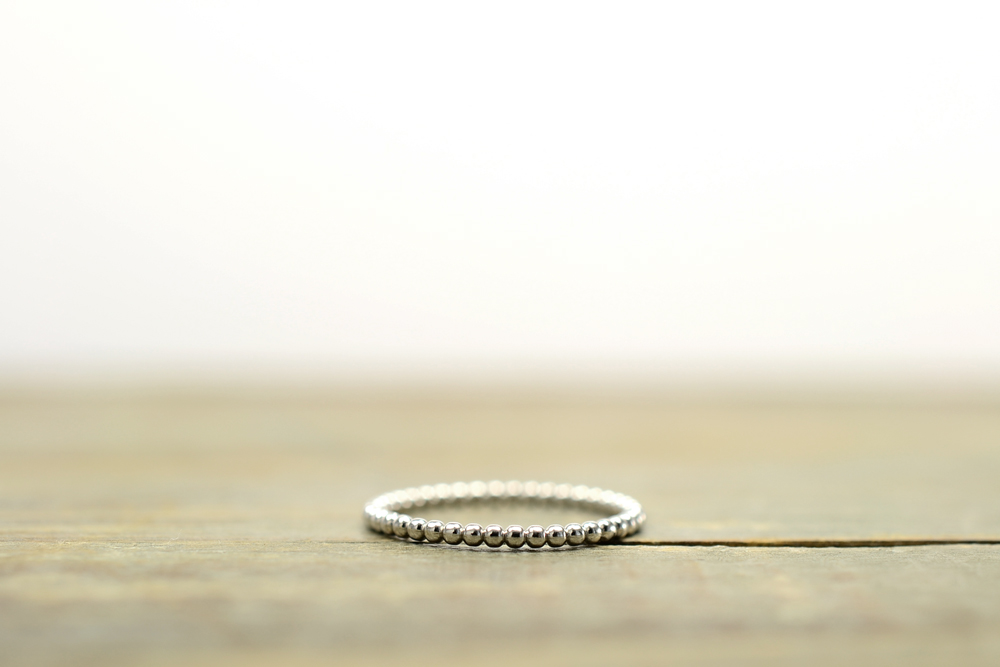 1.5mm Beaded Sterling Silver Stackable Ring